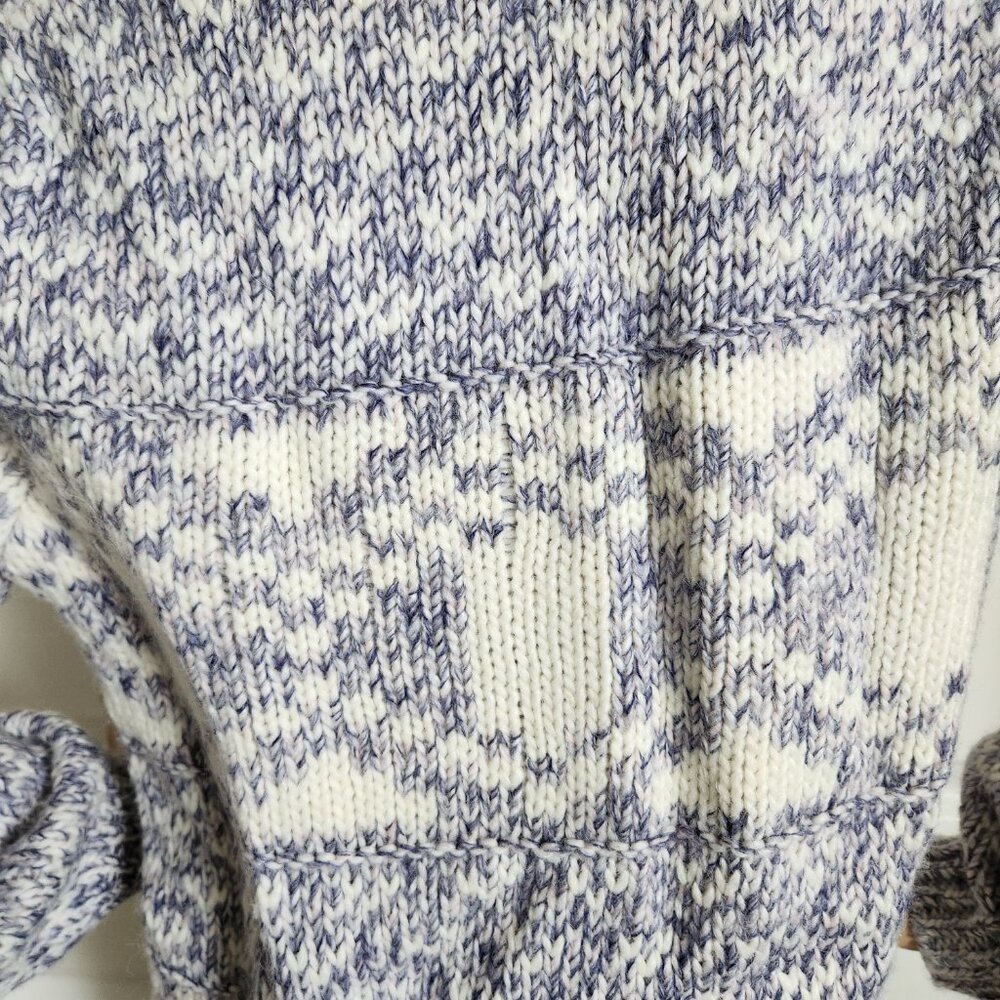Fair Isle Chunky Knitted Sweater Cream Purple Violet Size Small Wool Blend - Picture 9 of 13